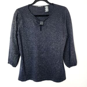 Raisey black gold lurex key hole top women's large